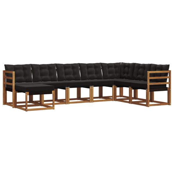 vidaXL Ensemble de canapés d'extérieur 8 pc Naturel et Noir