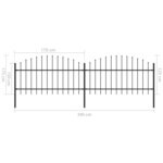 vidaXL Clôture de jardin à dessus en lance Acier (1-1 25)x3 4 m Noir