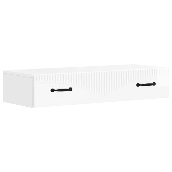 vidaXL Table d'appoint murale Blanc brillant 87 5 x 34 5 x 17 cm