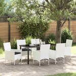 vidaXL Ensemble de salle à manger pour jardin 7 Pièces Blanc Poly rotin