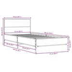 vidaXL Cadre de lit chêne fumé 75x190 cm bois d'ingénierie et métal