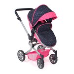 Bayer Chic 2000 595-84 - Poussette pour poupée combinée 2 en 1 Mika Rose bleu marine avec pois