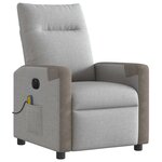 vidaXL Fauteuil de massage inclinable électrique gris nuage tissu