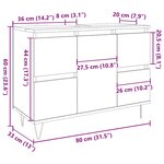 vidaXL Armoire salle de bain gris béton 80x33x60cm bois d'ingénierie
