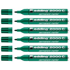 Marqueur Permanent 2000C Corps Alu Vert pointe Ronde 1 5-3 mm x 6 EDDING