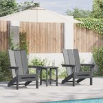 Ensemble de salon de jardin 3 pièces vidaXL gris clair HDPE