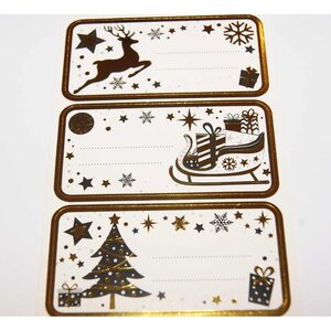 12 étiquettes adhésives de Noël - Doré Chic