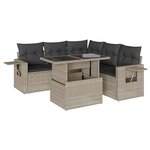 vidaXL Salon de jardin 6 Pièces avec coussins gris clair résine tressée