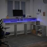 vidaXL Bureau et lumières LED gris béton 200x104x91cm bois ingénierie