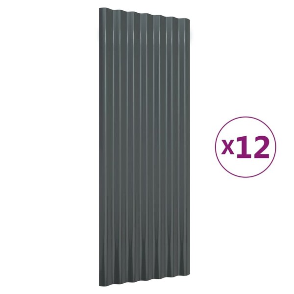 vidaXL Panneaux de toiture 12 Pièces Acier Anthracite 100x36 cm