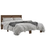 vidaXL Cadre de lit chêne marron 120x200 cm bois d'ingénierie et métal