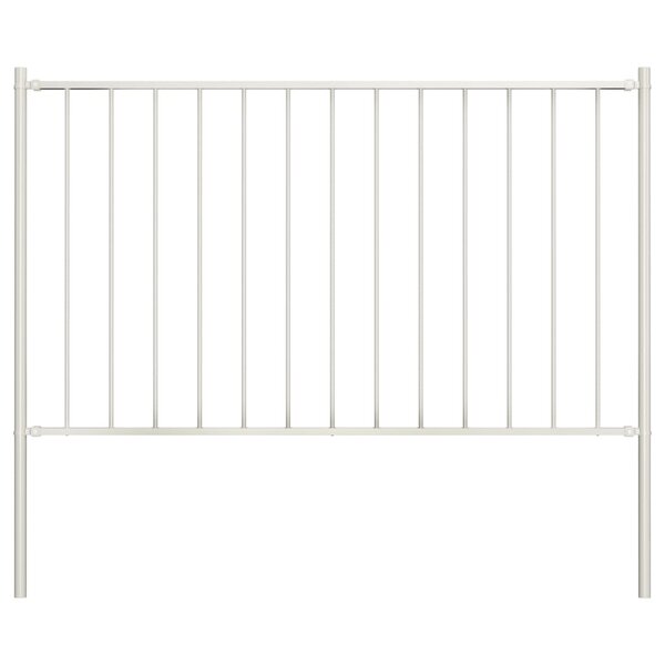 vidaXL Panneau de clôture poteau Acier enduit poudre 1 7x1 25 m Blanc