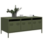 vidaXL Table basse vert olive 101 5x50x43 5 cm acier laminé à froid