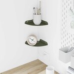 vidaXL Étagère Flottante d'Angle 2 pc Vert olive 15 x 15 x 2 cm