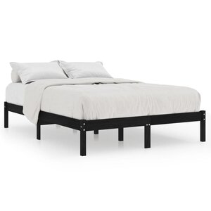 vidaXL Cadre de lit sans matelas noir bois massif 200x200 cm