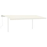 vidaXL Auvent manuel rétractable avec poteaux 6x3 m Crème
