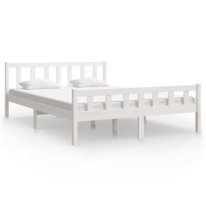 vidaXL Cadre de lit sans matelas blanc bois de pin massif