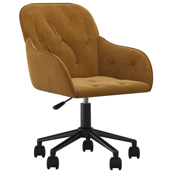 Chaise fauteuil siège pivotante de bureau informatique étude velours brun 02_0024147