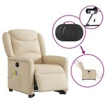 vidaXL Fauteuil inclinable de massage électrique Crème Tissu