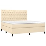 vidaXL Sommier à lattes de lit et matelas et LED Crème 160x200cm Tissu
