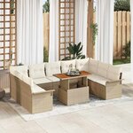 vidaXL Ensemble de canapé de jardin avec coussin 10 Pièces beige et crème