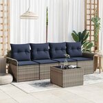 vidaXL Ensemble de Canapés avec coussin 5 Pièces Gris polyrotin