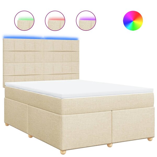 vidaXL Sommier à lattes de lit avec matelas Crème 160x200 cm Tissu
