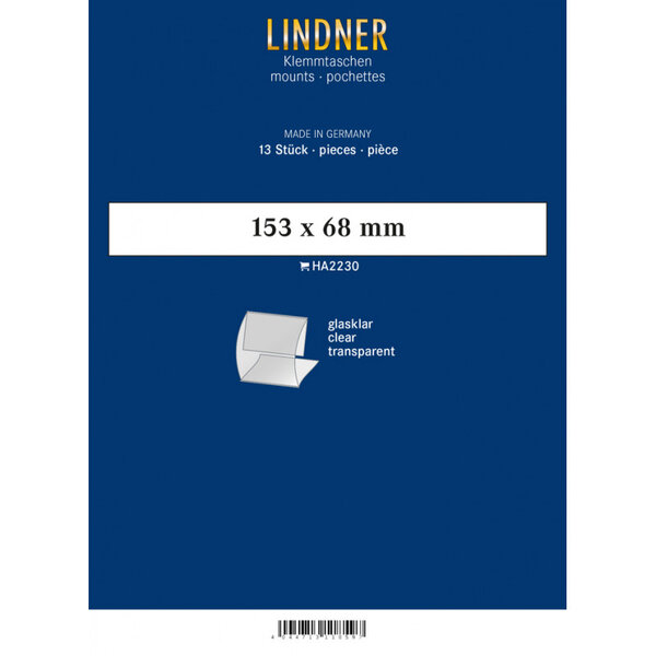 Bandes Klemmfix double soudure 153 x 68 mm pour blocs de timbres. Fond - Transparent