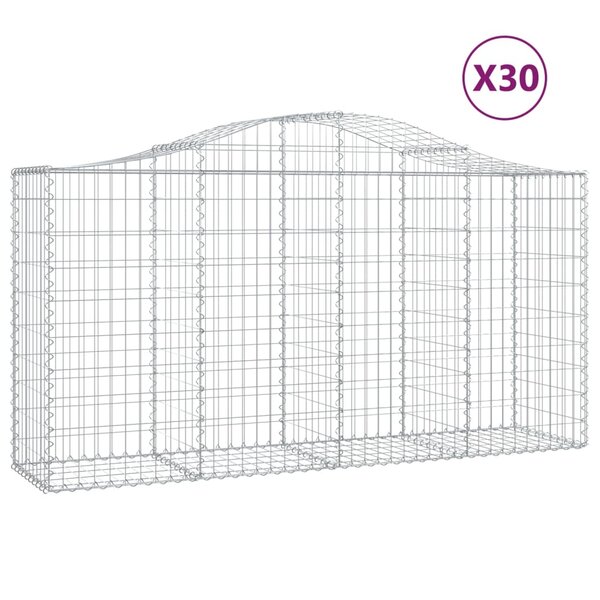 vidaXL Paniers à gabions arqués 30 Pièces 200x50x100/120 cm fer galvanisé