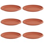 vidaXL Plateau à fleurs rond 6 Pièces Rouge brique Ø 19 x 2 cm Plastique