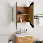 vidaXL Armoire de salle de bain miroir rond et LED Chêne 54x54x17 5 cm