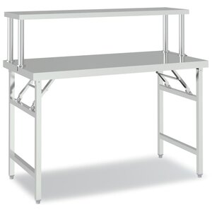 vidaXL Table de travail de cuisine avec étagère 120x60x115 cm Inox