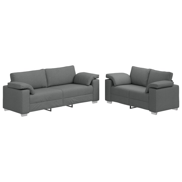 Canapé 2 places avec coussins en tissu gris foncé