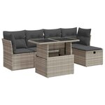vidaXL Salon de jardin 6 Pièces avec coussins gris clair résine tressée