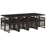 vidaXL Ensemble à manger de jardin et coussins 9 Pièces marron poly rotin