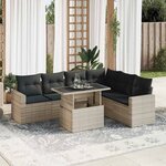 vidaXL Salon de jardin avec coussins 7 Pièces gris clair résine tressée