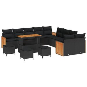vidaXL Ensemble de canapé de jardin 14 Pièces Noir 110 x 55 x 71 cm