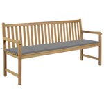 vidaXL Banc de jardin avec coussin gris 175 cm Bois de teck massif