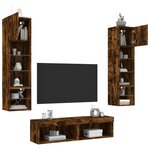 vidaXL Unités murales TV avec LED 6 Pièces chêne fumé bois d'ingénierie