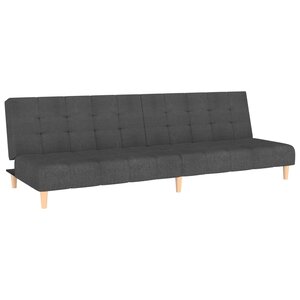 vidaXL Canapé-lit à 2 places gris foncé tissu