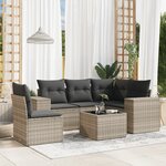 vidaXL Salon de jardin 6 Pièces avec coussins gris clair résine tressée
