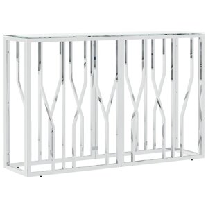 vidaXL Table console argenté 110x30x70 cm acier inoxydable et verre