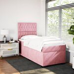 vidaXL Sommier à lattes de lit avec matelas Rose 90x200 cm Velours
