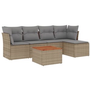 vidaXL Salon de jardin avec coussins 6 Pièces beige résine tressée