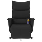 vidaXL Fauteuil inclinable de massage repose-pieds noir similicuir
