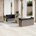 vidaXL Salon de jardin 6 Pièces avec coussins gris résine tressée