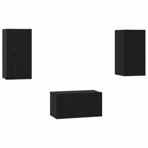 vidaXL Ensemble meuble TV 3 Pièces Chêne noir Bois d'ingénierie