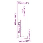 vidaXL Buffet haut Gris béton 34 5x34x180 cm Bois d'ingénierie