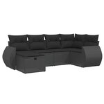 vidaXL Salon de jardin 6 Pièces avec coussins noir résine tressée