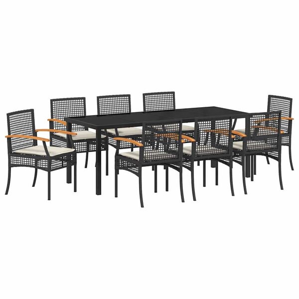 vidaXL Ensemble de salle à manger pour jardin 9 Pièces Noir Rotin
